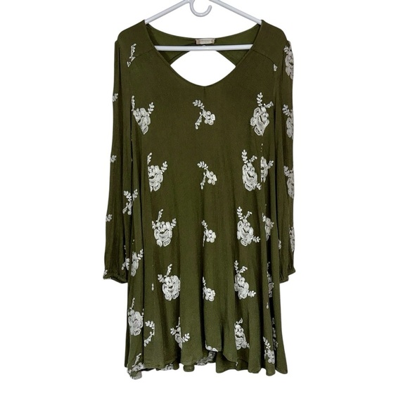 Altar'd State Dresses & Skirts - Altar’d State Olive Floral Embroidered Mini Dress